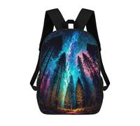 sinyumoney Galactic Forest Glow -2 3D Printed Children's School Backpack for Kids High Capacity Travel Rucksacks Book Bags Kids School Bag Back Pack 17inch
