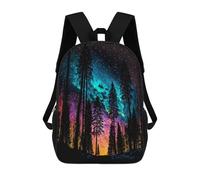 sinyumoney Galactic Forest Silhouette School Bag 3D Printed Children's School Backpack Casual Fashion Travel Backpacks for Kids School Students 17inch