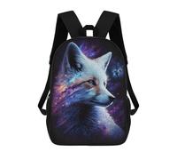 sinyumoney Galactic Fox Art Print 17 Inch School Bag Backpack Teen Schoolbag 3D Printing Adjustable Schoolbag Fashion Pocket Bag for Kids Boys Girls Students