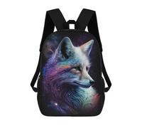 sinyumoney Galactic Fox Art Print Children's 17 Inch School Backpack 3D Printed Cool Knapsack for Kids Travel Rucksacks Book Bags Kids School Bag