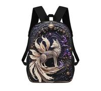 sinyumoney Galactic Fox Chronicles 17 Inch School Bag Backpack Teen Schoolbag 3D Printing Adjustable Schoolbag Fashion Pocket Bag for Kids Boys Girls Students