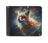 sinyumoney Galactic Fox Majesty 3D Print PU Leather Wallet Use Holds Bills Banknote Compartments Soft Convenient Purse for Boys Girls 11.7cm*9.5cm