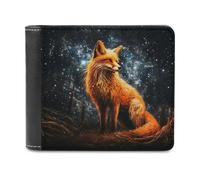 sinyumoney Galactic Fox Majesty 3D Print PU Leather Wallet Use Holds Bills RFID Blocking Fashion Slim Purse Craftsmanship Gifts 11.7cm*9.5cm