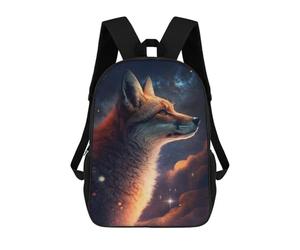 sinyumoney Galactic Fox Portrait -2 Backpack School Bag Fashion Stationery Backpack Waterproof Casual Daypacks- Perfect for Travel, Work And Daily Use 17inch