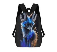 sinyumoney Galactic Fox Portrait -2 Kids School Backpack School Bag 3D Printed School Bag for Boys Elementary And Middle School Students 17inch