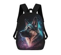 sinyumoney Galactic German Shepherd Art Print -3 3D Printed 17 Inch School Backpack Casual Children's Backpacks 3D Printed for Boys Elementary And Middle