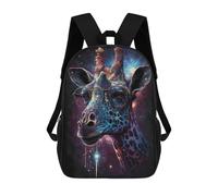 sinyumoney Galactic Giraffe Glasses Art Print Children's School Backpack 3D Printed for Kids Travel Rucksacks Book Bags for Boys Elementary School Students 17inch