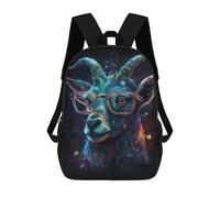 sinyumoney Galactic Goat Glasses Backpack School Backpack Kids School Bag Large Capacity Kids Backpack for School Rucksack 3D Book Bag Gifts for Kids 17inch