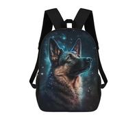 sinyumoney Galactic Guardian German Shepherd Art Print -1 Kids Children School Backpack 17 Inch Bookbags Casual Travel Rucksack Boys Girls Large Capacity Daypack 17inch
