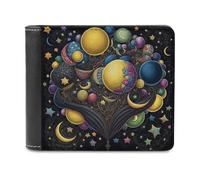 sinyumoney Galactic Heart 3D Print PU Leather Men's Wallet Credit Card Holder Banknote Compartments Wallets for Boys Girls 11.7cm*9.5cm