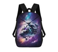 sinyumoney Galactic Helicopter Adventure -11 3D Printed 17 Inch School Backpack Children's Backpacks 3D Printed Cool Knapsack for Boys Elementary And Middle