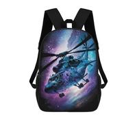 sinyumoney Galactic Helicopter Adventure -4 17 Inch Backpacks Kids Schoolbag,3D Printed Elementary And Middle School Students Backpacks for Boys Girls