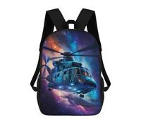 sinyumoney Galactic Helicopter Adventure -8 3D Printed 17 Inch School Backpack Casual Children's Backpacks 3D Printed for Boys Elementary And Middle
