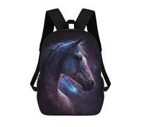 sinyumoney Galactic Horse Portrait-2 17 Inch School Bag Backpack Teen Schoolbag 3D Printing Adjustable Schoolbag Fashion Pocket Bag for Kids Boys Girls Students