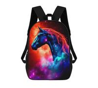 sinyumoney Galactic Horse Portrait Backpacks Kids Student Schoolbag,3D Printed Backpacks,Elementary And Middle School Students Backpacks for Boys Girls 17inch