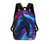 sinyumoney Galactic Horse Portrait Fashion Student School Backpack Suitable for Boys Girls Kids Casual Outdoor Travel Essential Daypack 17inch
