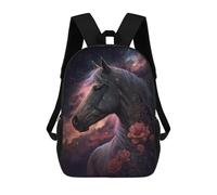 sinyumoney Galactic Horse with Roses -1 Kids Backpack 17 Inch School Bag 3D Printed Cartoon School Backpacks for Boys And Teenager School Students