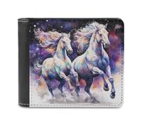 sinyumoney Galactic Horses in Motion 3D Print PU Leather Wallet Credit Card Slots Minimalist Style Leather Wallet Craftsmanship Gifts 11.7cm*9.5cm