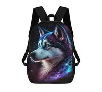 sinyumoney Galactic Husky Portrait School Backpack for Girls 17inch Casual Daypack Lightweight Rucksack Boy Girl Backpack for Middle School Students