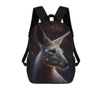 sinyumoney Galactic Kangaroo Celestial Wildlife Art 3D Printed 17 Inch School Backpack Casual Children's Backpacks 3D Printed for Boys Elementary And Middle