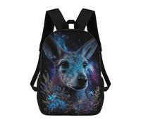 sinyumoney Galactic Kangaroo with Flowers 17 Inch School Bag Backpack Teen Schoolbag 3D Printing Adjustable Schoolbag Fashion Pocket Bag for Kids Boys Girls Students