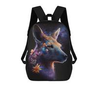 sinyumoney Galactic Kangaroo with Flowers Backpacks Kids 17inch School Backpack School Bag 3D Printed School Bag for Boys Elementary And Middle School Students