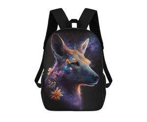 sinyumoney Galactic Kangaroo with Flowers Rucksack School Secondary High School College Backpack Travel for Campus Outdoor Travel Sports 17inch