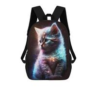 sinyumoney Galactic Kitten Kids Backpack, Backpack School Bag, Backpacks Kids School 3D Printed School Bags for Elementary And Middle School Students Teens Birthday Gift 17inch