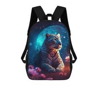 sinyumoney Galactic Leopard Majesty -1 Rucksacks 3D Printed Children Backpacks Fashion Casual Daypack Cute Travel Bags Outdoor Casual Daypack for Boy And Girl 17inch