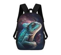 sinyumoney Galactic Lizard Art Print-13 17 Inch Backpacks Kids Schoolbag,3D Printed Elementary And Middle School Students Backpacks for Boys Girls