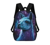 sinyumoney Galactic Llama Art Print 3D Printed 17inch Kids School Backpack School Bag Fashion Rucksacks for Boys Elementary And Middle School Students