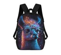 sinyumoney Galactic Llama Glasses Art Print Children’s Backpack Girls Boys, 17 Inch Rucksack Bag, Daypack, Primary School, Perfect for Back to Kids