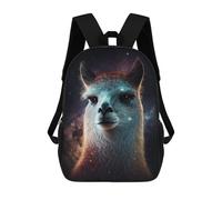 sinyumoney Galactic Llama Portrait Children's 17 Inch School Backpack 3D Printed Cool Knapsack for Kids Travel Rucksacks Book Bags Kids School Bag