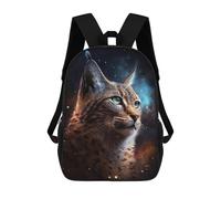 sinyumoney Galactic Lynx Portrait-3 3D Printed 17 Inch School Backpack Casual Children's Backpacks 3D Printed for Boys Elementary And Middle