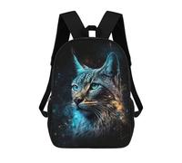 sinyumoney Galactic Lynx Portrait-5 Backpack School Lightweight Casual Daypack School Backpacks for School/Work/Travel 17inch