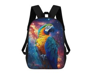 sinyumoney Galactic Macaw Parrot Art Print Backpack School Large School Backpack for Boys for Teenage Girls Boys Women Men 17inch