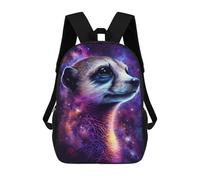 sinyumoney Galactic Meerkat Portrait -1 Kids Backpack 17 Inch School Bag 3D Printed Cartoon School Backpacks for Boys And Teenager School Students