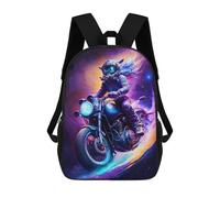 sinyumoney Galactic Motorcycle Ride -5 17 Inch School Bag Backpack Teen Schoolbag 3D Printing Adjustable Schoolbag Fashion Pocket Bag for Kids Boys Girls Students