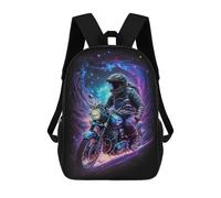 sinyumoney Galactic Motorcycle Ride -7 17 Inch Kids Backpack Fashion Fun Backpack Book Bag for Boys And Teenager 3D Printed for Boys