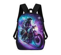 sinyumoney Galactic Motorcycle Ride -8 Rucksacks 3D Printed Children 17inch Backpacks Fashion Casual Daypack Travel Bags Outdoor Casual Daypack for Boy And Girl