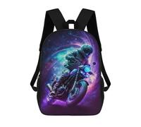 sinyumoney Galactic Motorcycle Ride -9 17 Inch School Bag Backpack Teen Schoolbag 3D Printing Adjustable Schoolbag Fashion Pocket Bag for Kids Boys Girls Students