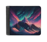 sinyumoney Galactic Mountain Aurora 3D Print PU Leather Wallet Use Holds Bills RFID Blocking Fashion Slim Purse Craftsmanship Gifts 11.7cm*9.5cm