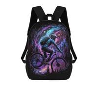 sinyumoney Galactic Mountain Bike Adventure -3 3D Printed Children's School Backpack for Kids High Capacity Travel Rucksacks 17 Inch Book Bags Kids