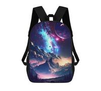 sinyumoney Galactic Mountain Dreamscape Children's Backpack, 3D Printed School Backpack, Backpack for Boys Girls, Adjustable School Bag for Primary School 17inch