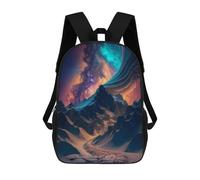 sinyumoney Galactic Mountain Landscape -1 Kids Backpacks,3D Personalized School Bookbags for Boys Girls Large Schoolbags Casual Daypack 17inch