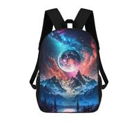 sinyumoney Galactic Mountain Serenity Backpack School Bag Large School Backpack for Boys for Camping Outdoor Adventures And Daily Travel 17inch