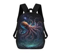 sinyumoney Galactic Octopus Art Print-1 17 Inch Backpacks Kids Schoolbag,3D Printed Elementary And Middle School Students Backpacks for Boys Girls