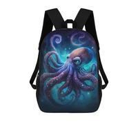 sinyumoney Galactic Octopus Art Print -1 Kids Backpacks Children Bag,Anime Bag,Large Capacity Kids Backpack, 3D Printed Children's,Student Schoolbag,Kids Boys Girls School Bag 17inch
