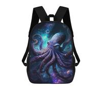 sinyumoney Galactic Octopus Art Print-14 Backpack 3D Print Kids Bag Elementary Students Daypack Lightweight School Bag for Children Girls Boys Nursery Lunch Pack 17inch