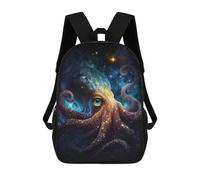 sinyumoney Galactic Octopus Art Print-5 3D Printed Children's School Backpack for Kids High Capacity Travel Rucksacks 17 Inch Book Bags Kids